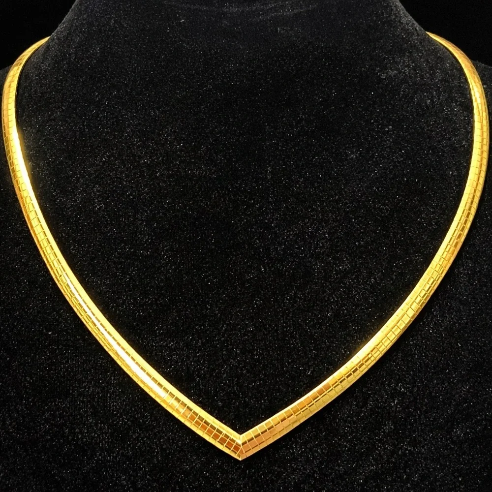 18k Gold Technibond omega mirror polished statement necklace estate vintage HSN